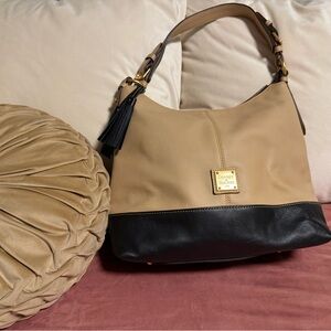 Dooney & Bourke Beige and Black Hobo Bag